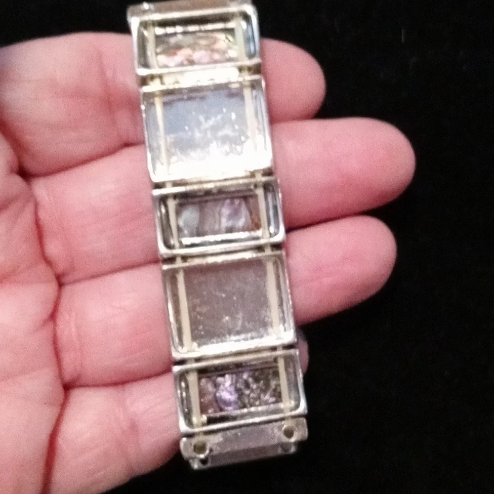 Amber and silver metal stretchy band - Picture 5 of 5